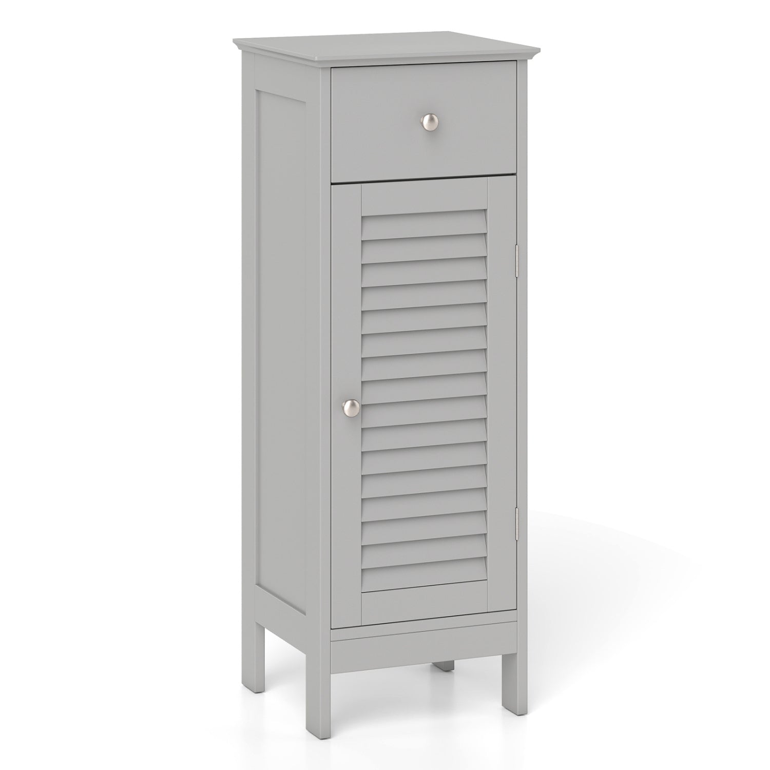 Narrow Bathroom Cabinet with Shelf and Drawer, Gray Floor Cabinets Gray at Gallery Canada