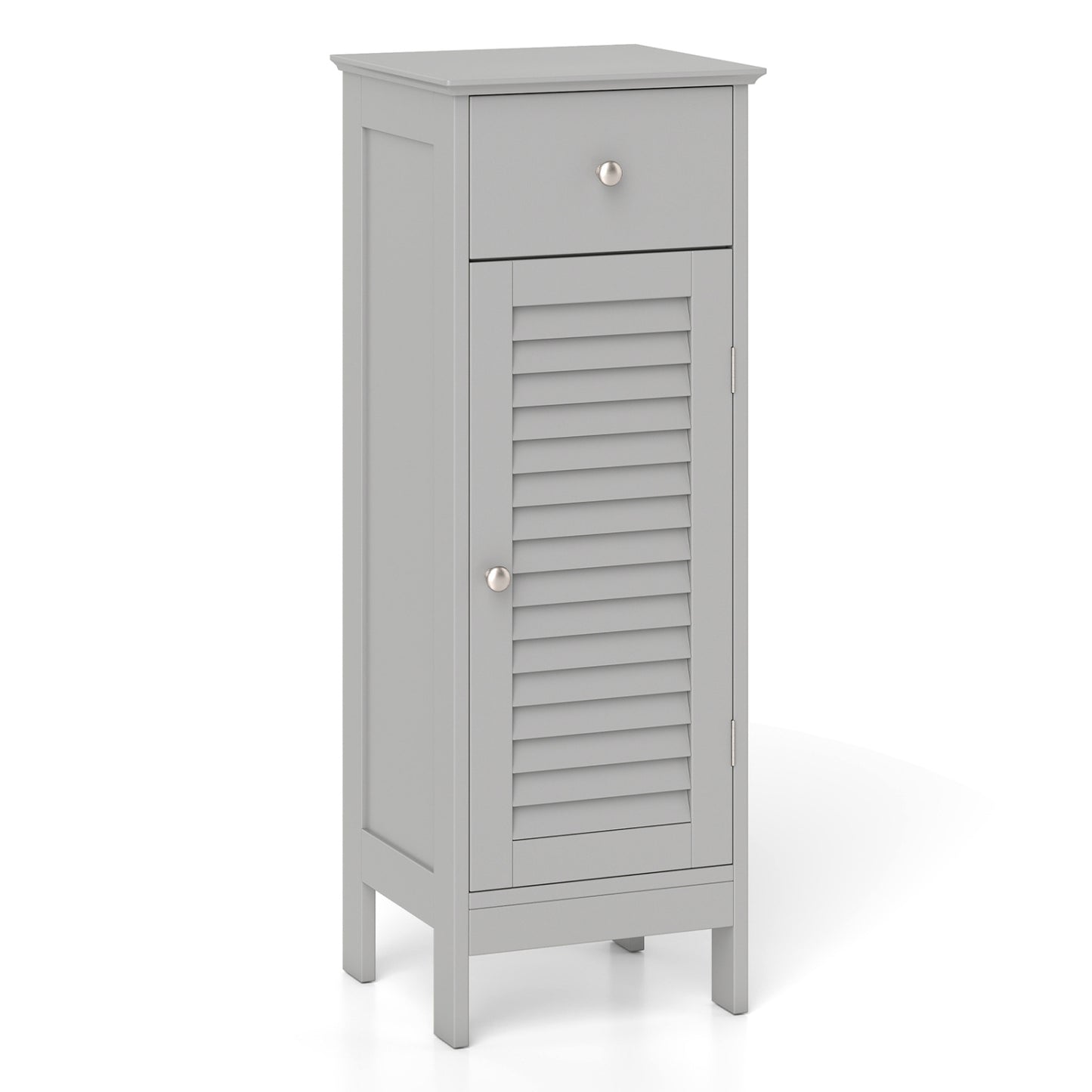 Narrow Bathroom Cabinet with Shelf and Drawer, Gray Floor Cabinets Gray at Gallery Canada