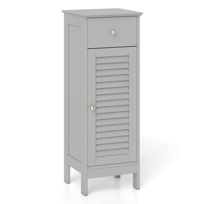 Narrow Bathroom Cabinet with Shelf and Drawer, Gray Floor Cabinets Gray at Gallery Canada