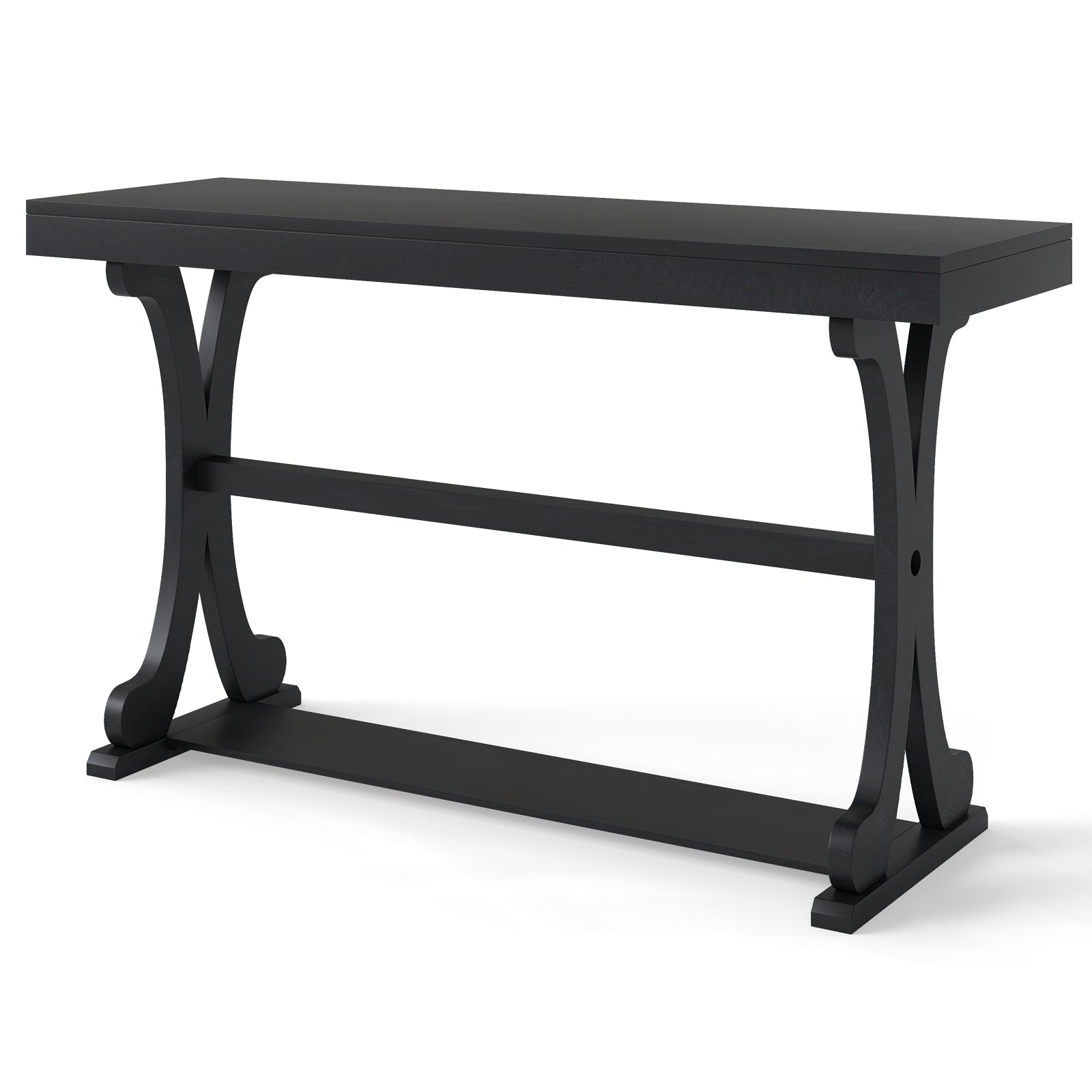 Narrow Console Table, 52 Inch, Open Storage Shelf, Black Console Tables at Gallery Canada