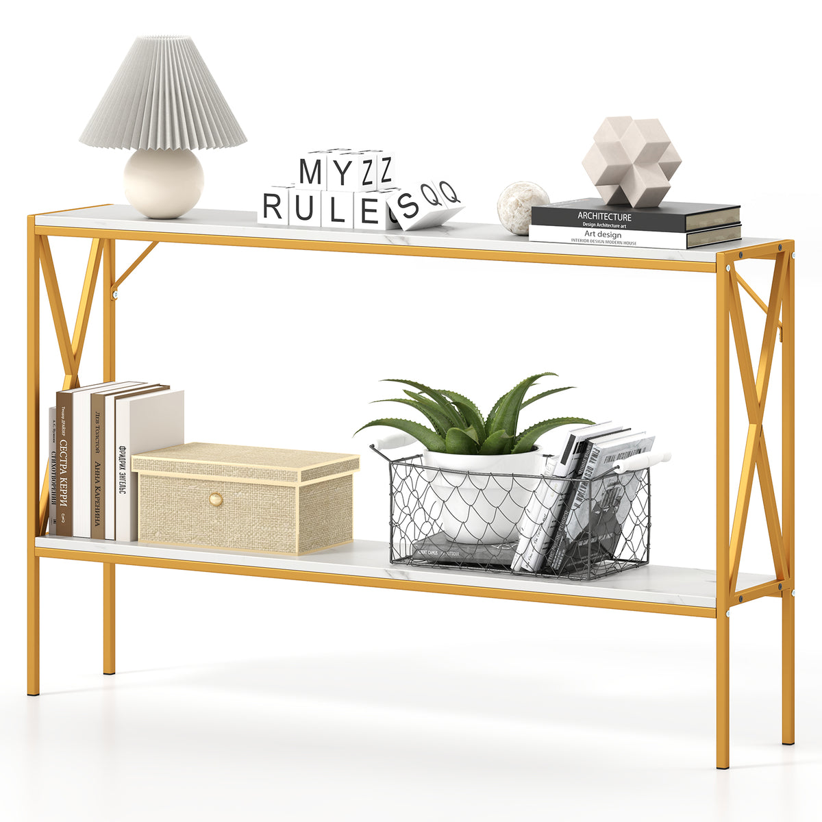 Narrow Console Table 2-Tier Entryway Table with Storage, White Console Tables at Gallery Canada
