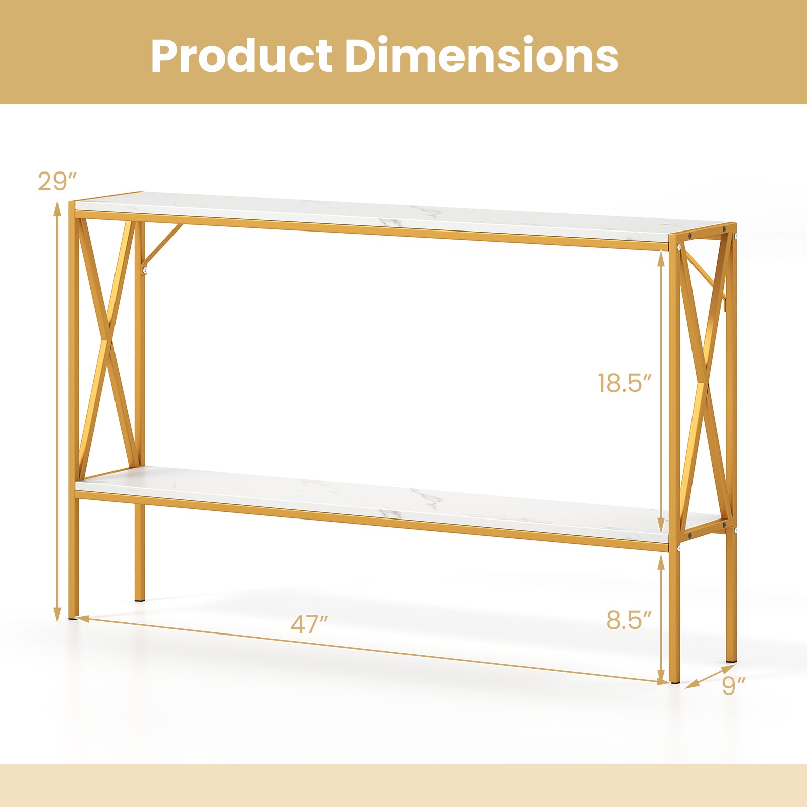 Narrow Console Table 2-Tier Entryway Table with Storage, White Console Tables at Gallery Canada