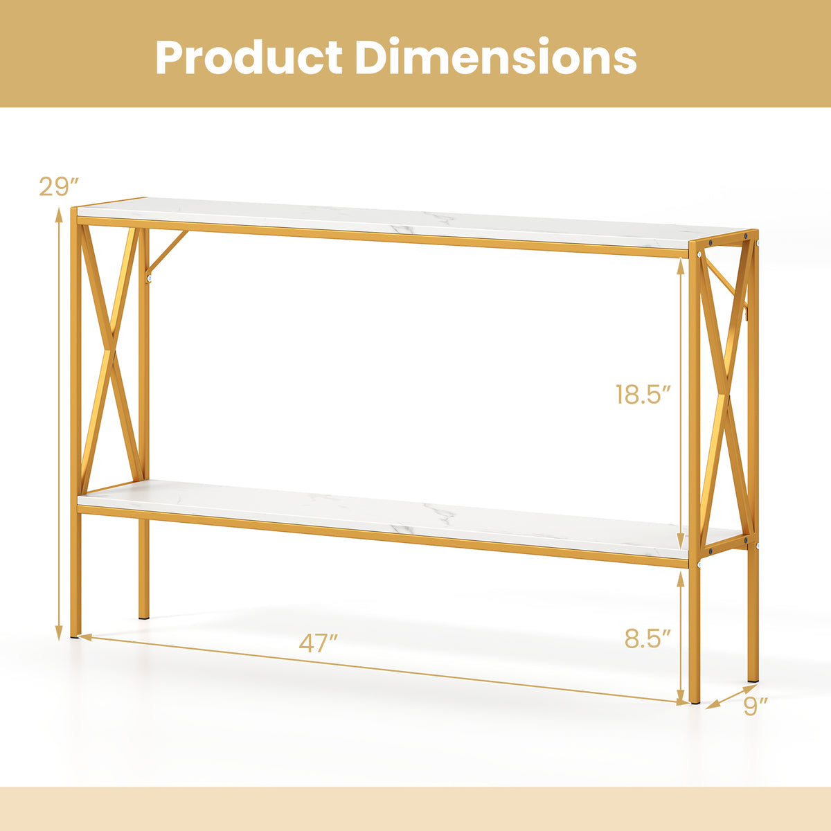 Narrow Console Table 2-Tier Entryway Table with Storage, White Console Tables at Gallery Canada