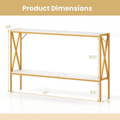 Narrow Console Table 2-Tier Entryway Table with Storage, White Console Tables at Gallery Canada
