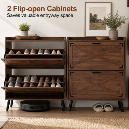 Narrow Shoe Cabinet, Adjustable Shelves, Brown Shoe Racks & Storage Benches at Gallery Canada