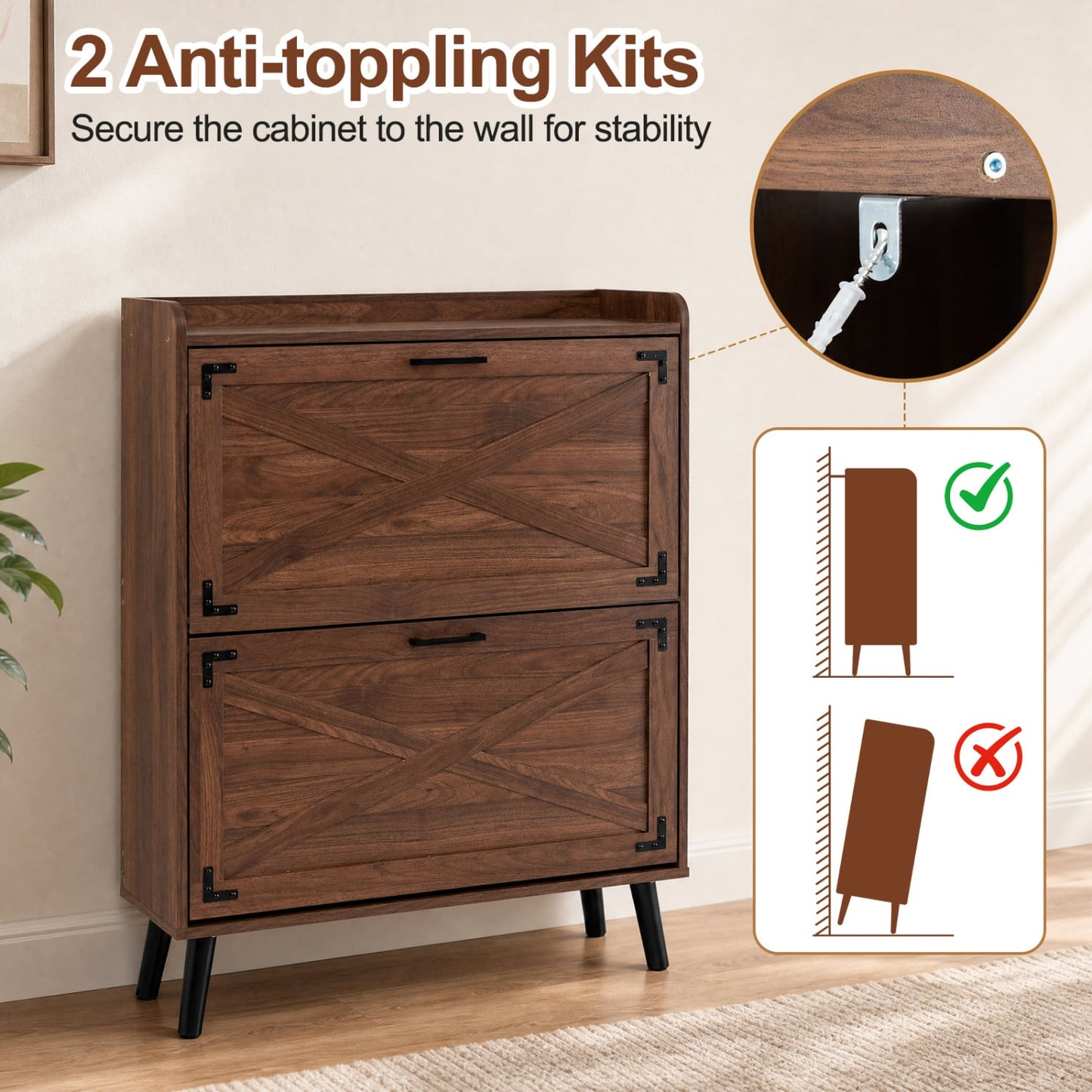 Narrow Shoe Cabinet, Adjustable Shelves, Brown Shoe Racks & Storage Benches at Gallery Canada