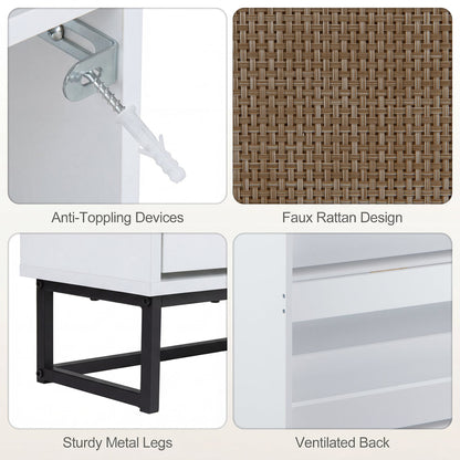 Narrow Shoe Storage Cabinet with 2 Flip Drawers and Adjustable Shelves, White Shoe Racks & Storage Benches at Gallery Canada
