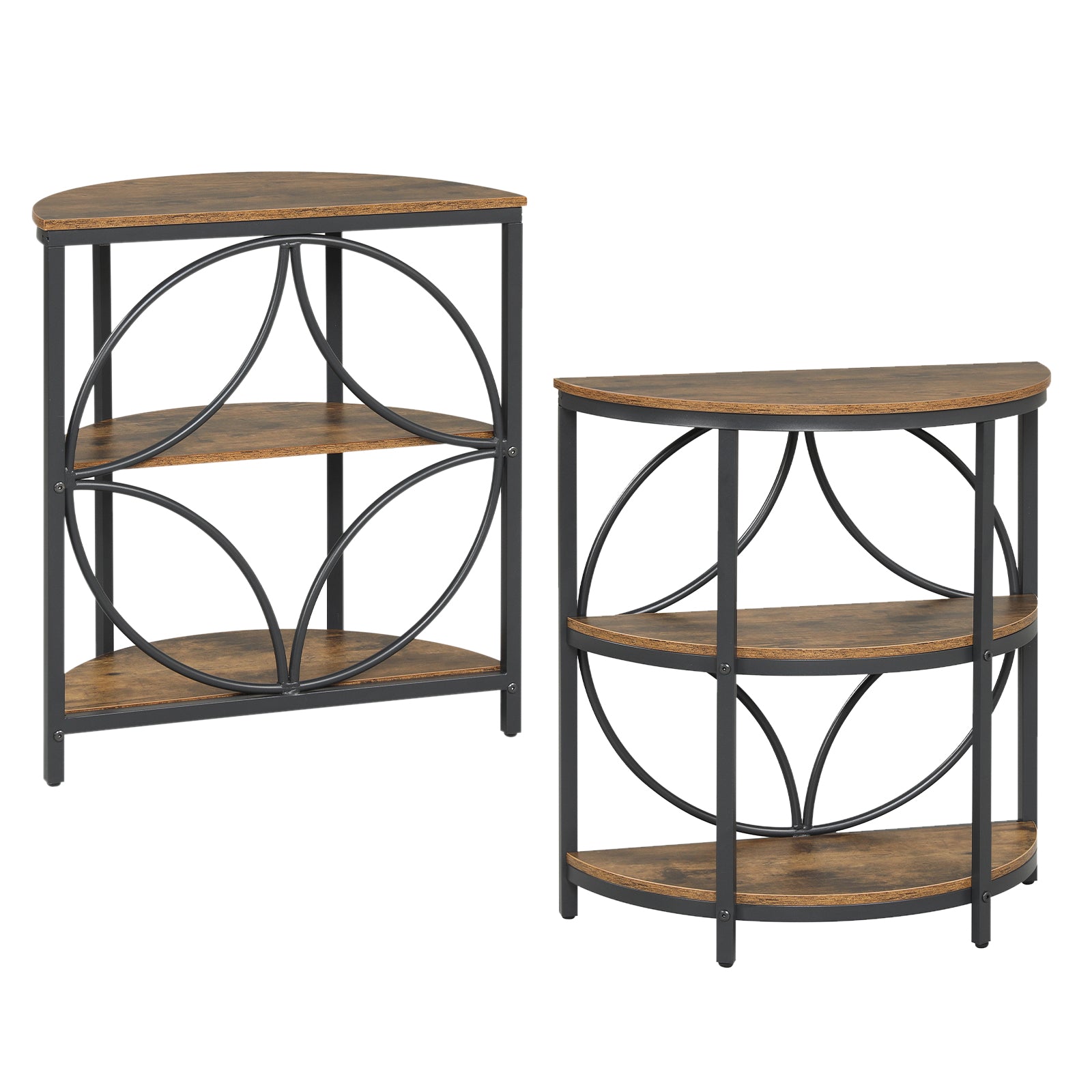 Narrow Side Table, Metal Frame, Storage Shelves, Rustic Brown End & Side Tables Rustic Brown at Gallery Canada