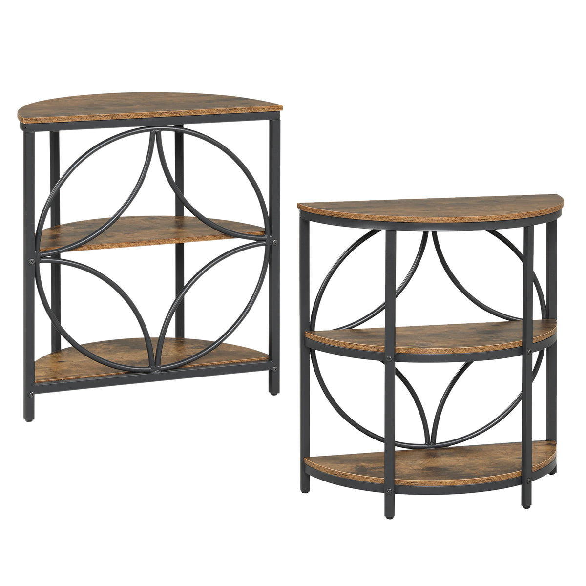 Narrow Side Table, Metal Frame, Storage Shelves, Rustic Brown End & Side Tables Rustic Brown at Gallery Canada