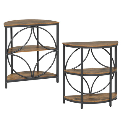 Narrow Side Table, Metal Frame, Storage Shelves, Rustic Brown End & Side Tables Rustic Brown at Gallery Canada