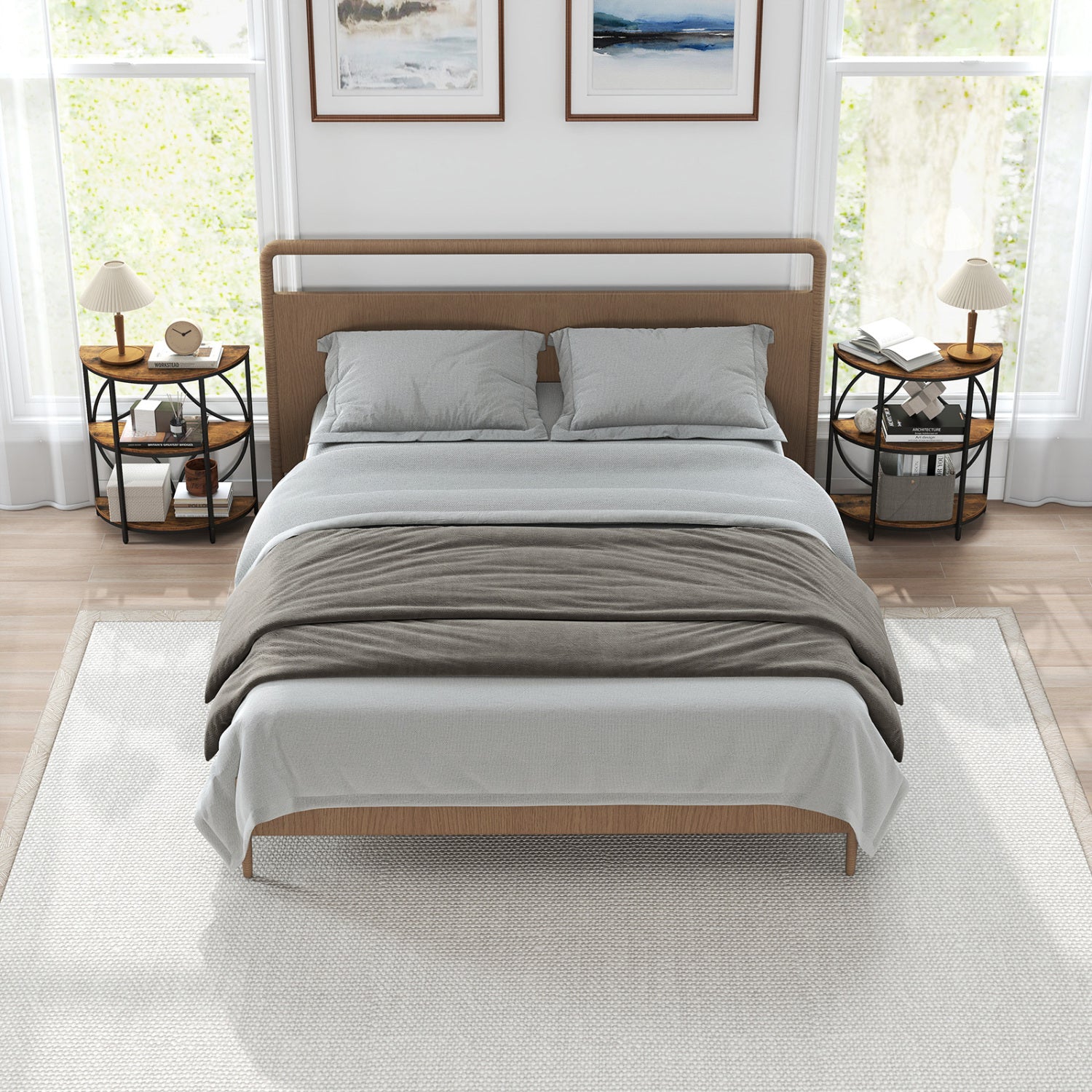 Narrow Side Table, Metal Frame, Storage Shelves, Rustic Brown End & Side Tables at Gallery Canada
