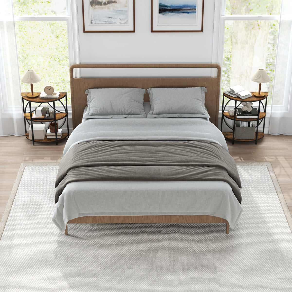 Narrow Side Table, Metal Frame, Storage Shelves, Rustic Brown End & Side Tables at Gallery Canada