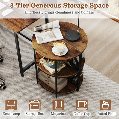 Narrow Side Table, Metal Frame, Storage Shelves, Rustic Brown End & Side Tables at Gallery Canada