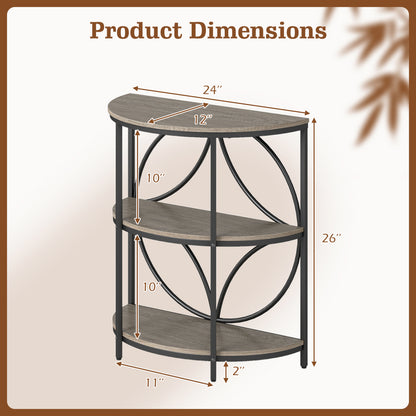 Narrow Side Table, Metal Frame, Storage Shelves, Gray End & Side Tables at Gallery Canada