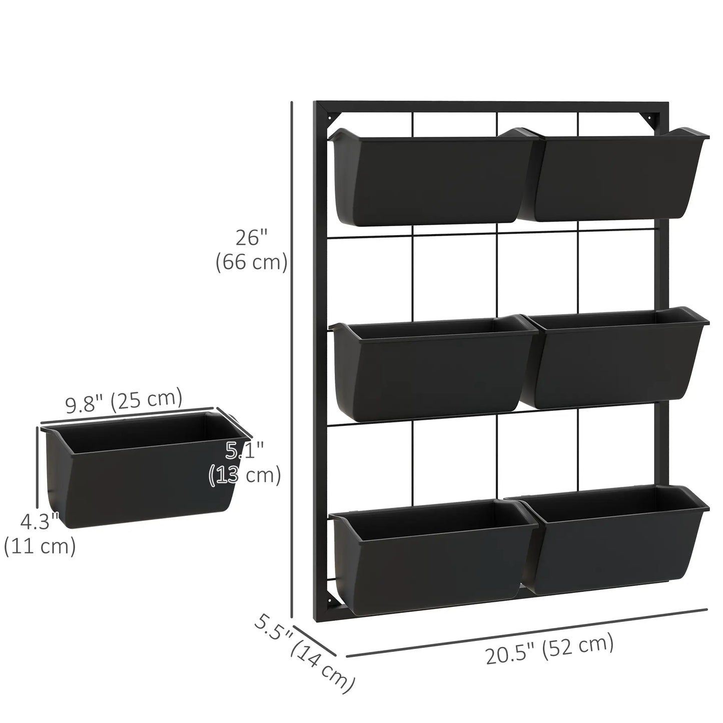 3-Tier Wall Planter With 6 Pots, Indoor Outdoor Hanging Plant Holder Plant Stands at Gallery Canada