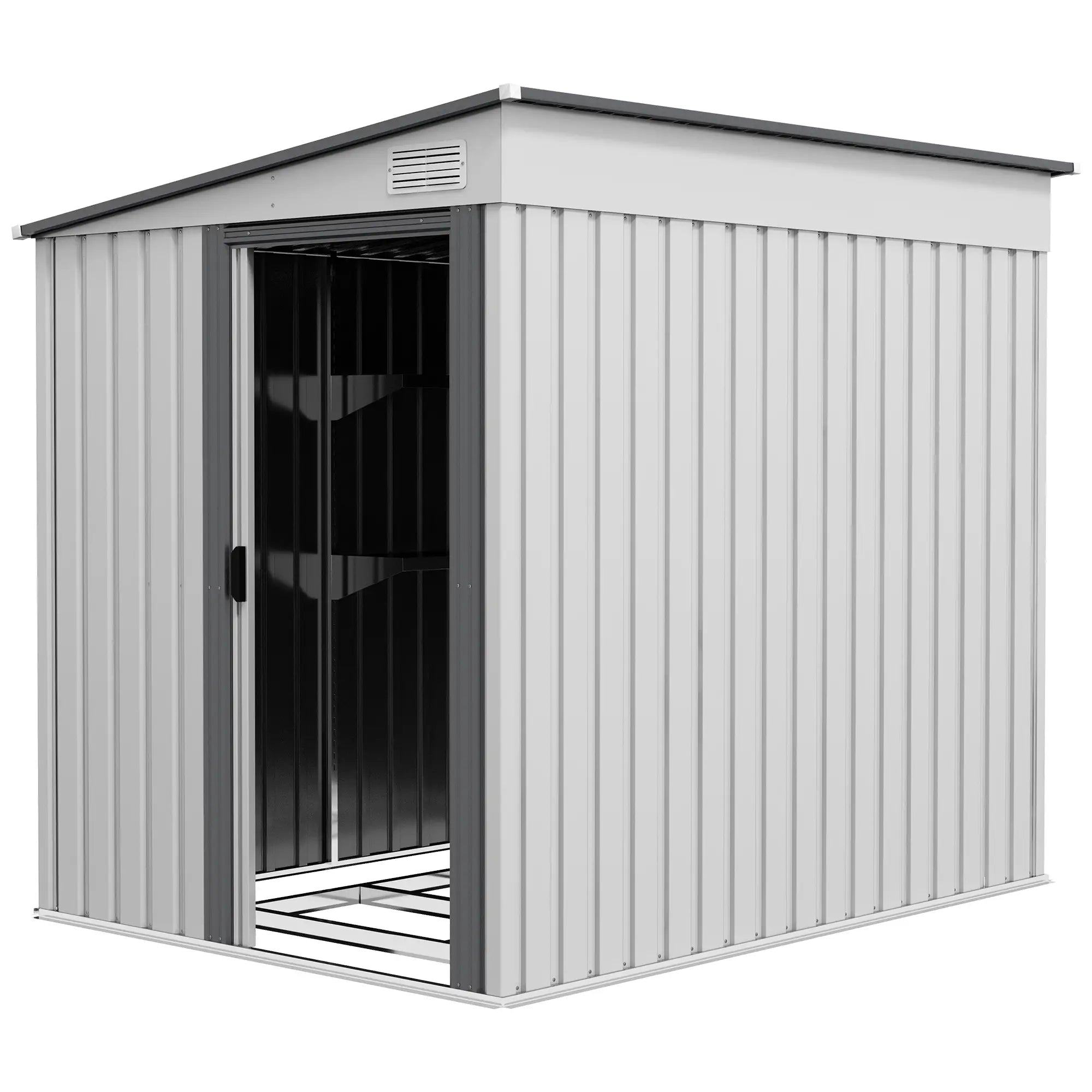 5'x7' Lean to Metal Shed, Sliding Door, 2 Vents, White Sheds White at Gallery Canada