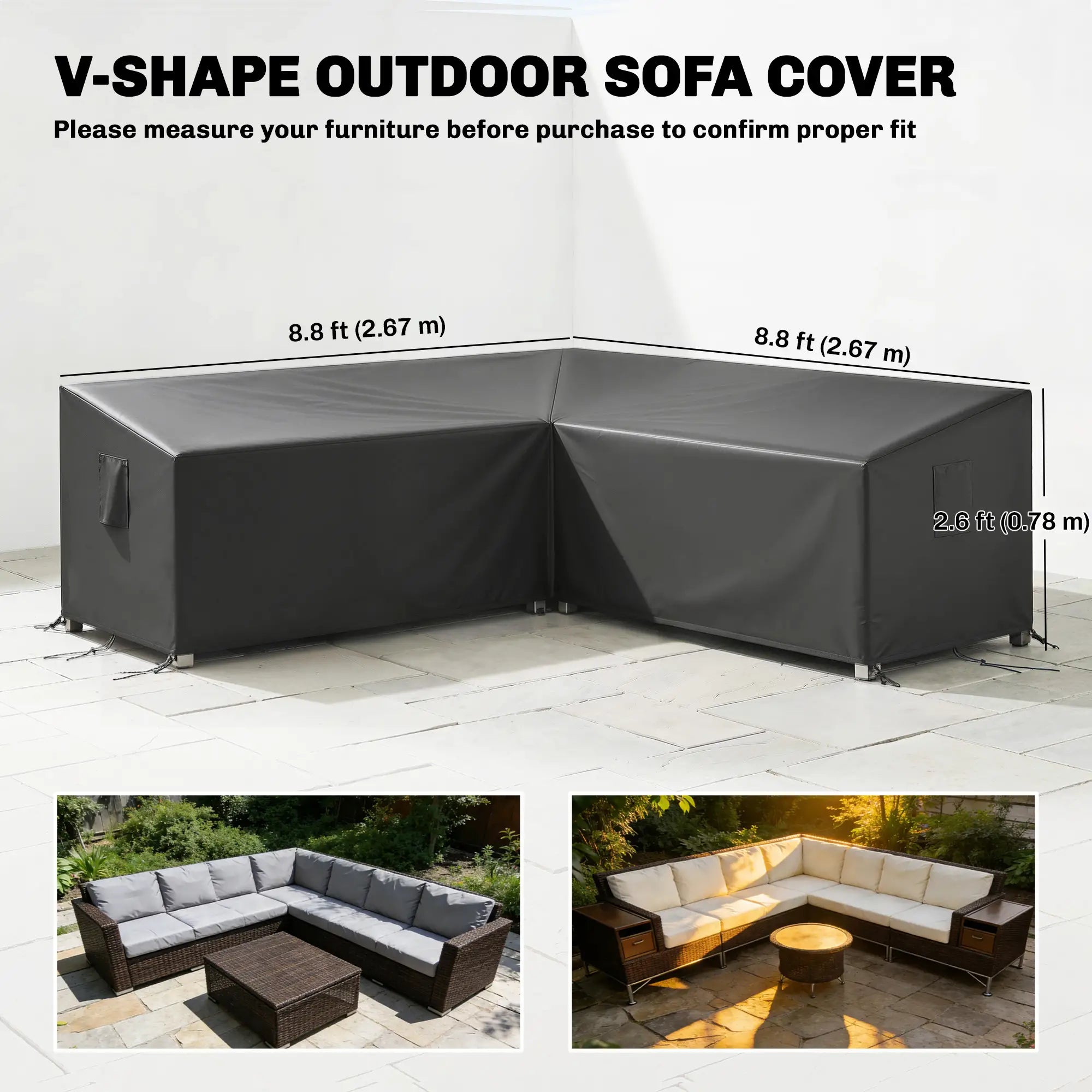 Waterproof V-Shaped Patio Furniture Cover, 105