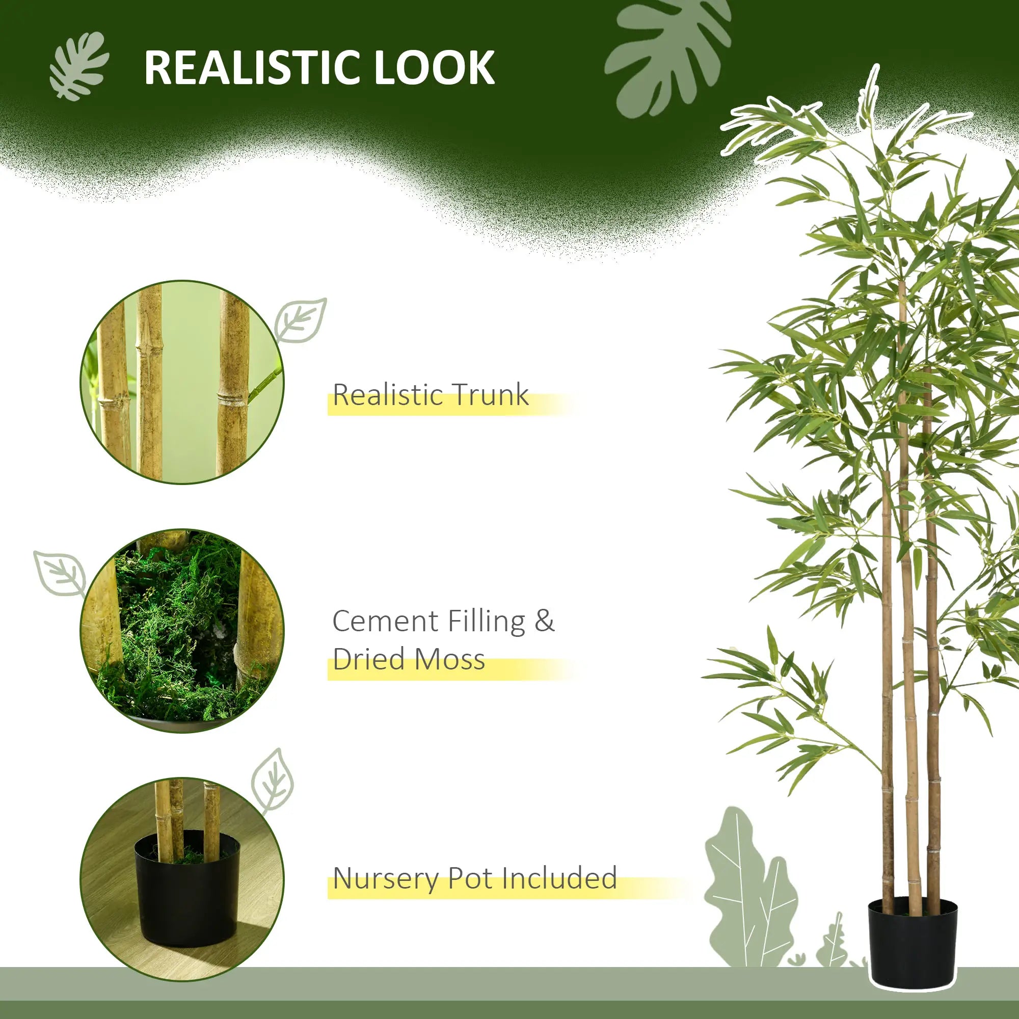 Set of 2 6ft Artificial Bamboo Tree, Indoor with Pot, Home Office Decor Artificial Trees at Gallery Canada