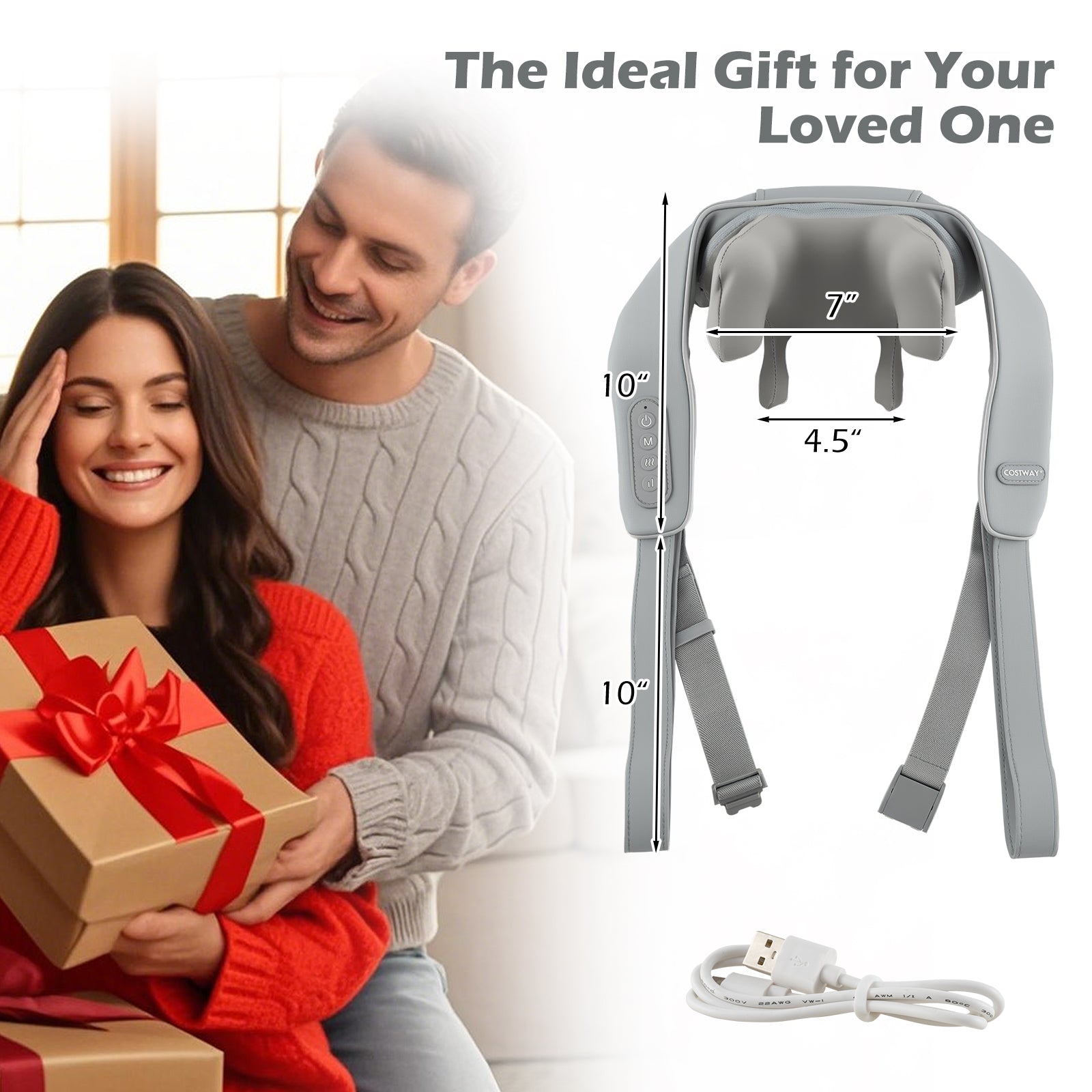 Neck Shoulder Massager, 4D Deep Tissue Kneading Shiatsu Machine, Gray Massage at Gallery Canada