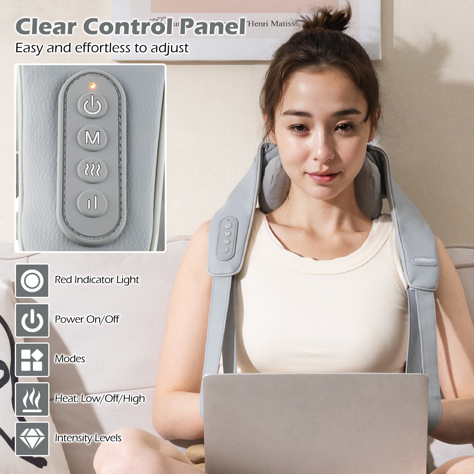 Neck Shoulder Massager, 4D Deep Tissue Kneading Shiatsu Machine, Gray Massage at Gallery Canada
