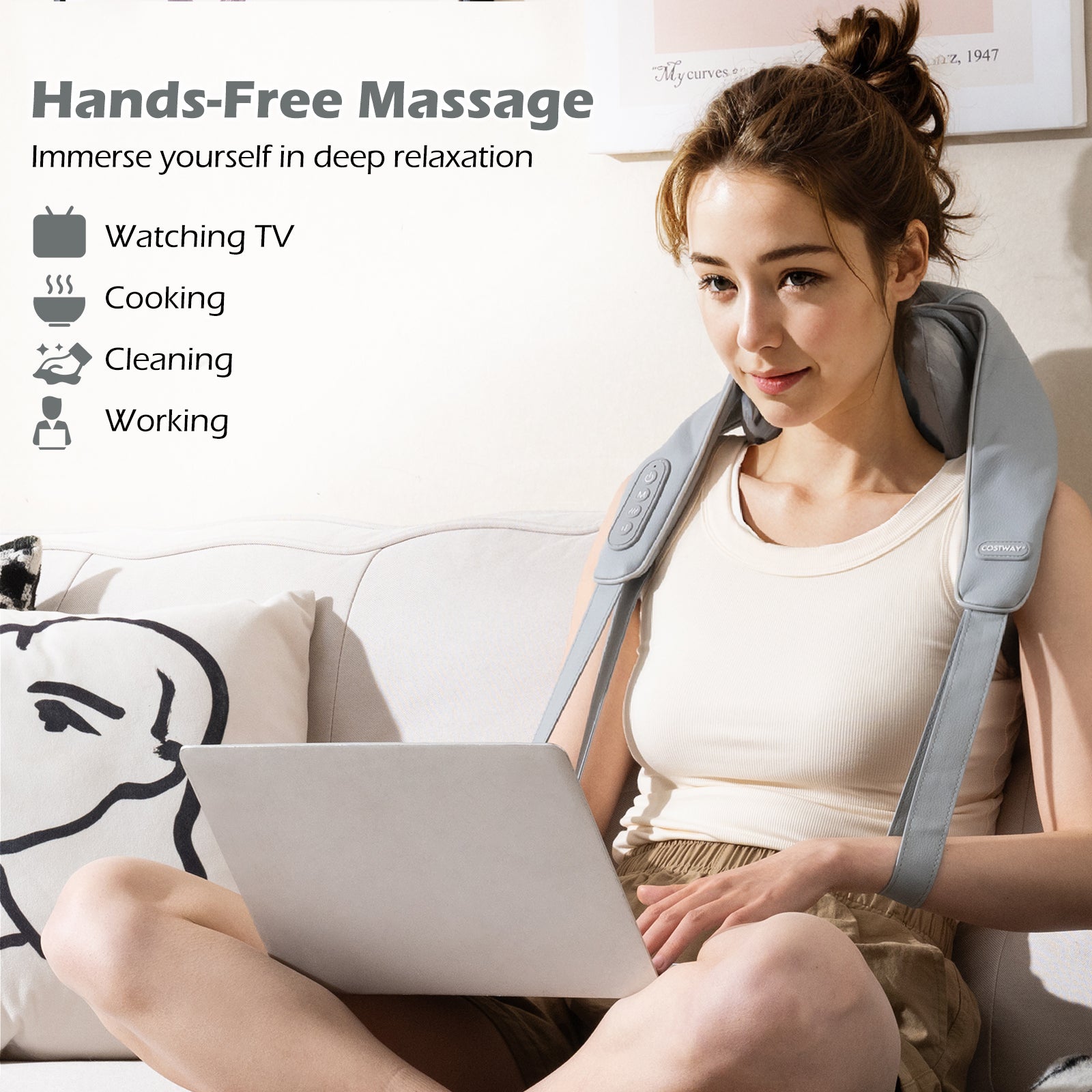 Neck Shoulder Massager, 4D Deep Tissue Kneading Shiatsu Machine, Gray Massage at Gallery Canada