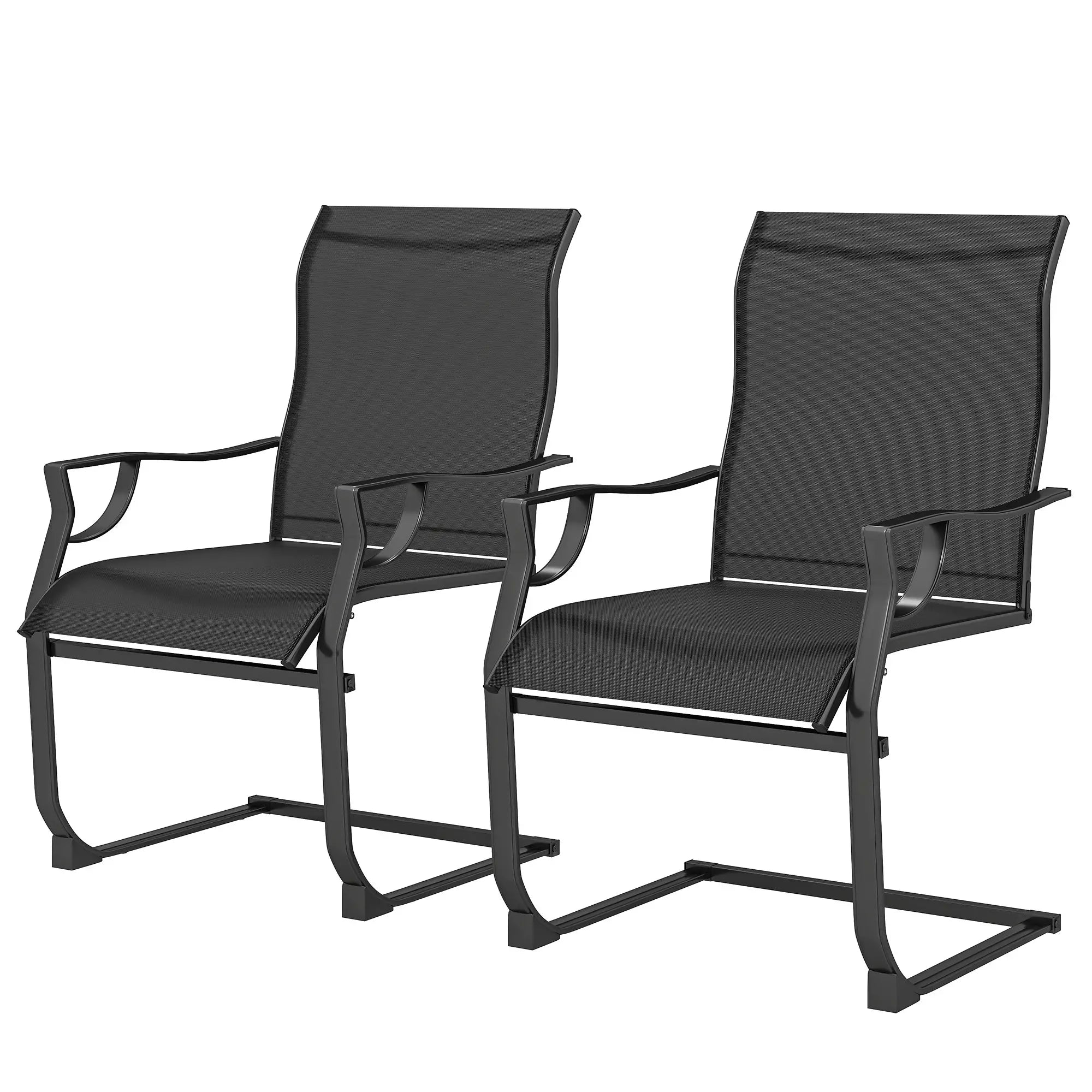 Patio Chairs Set of 2, Curved High Backrest, Armrest, Metal Frame Patio Chairs at Gallery Canada
