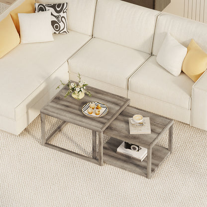 Stackable Rectangular Nesting Coffee Table Set, 2 Tables, Gray End & Side Tables at Gallery Canada