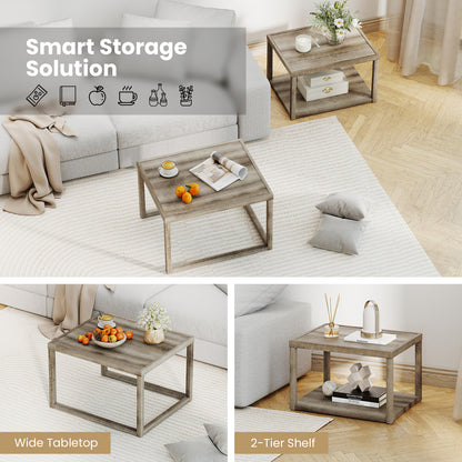 Stackable Rectangular Nesting Coffee Table Set, 2 Tables, Gray End & Side Tables at Gallery Canada