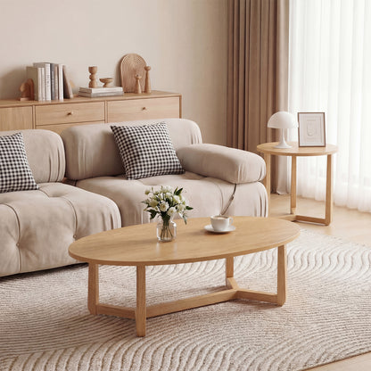 Nesting Coffee Table Set, Wood Veneer Top, Solid Rubber Wood Legs, Natural Coffee Tables at Gallery Canada
