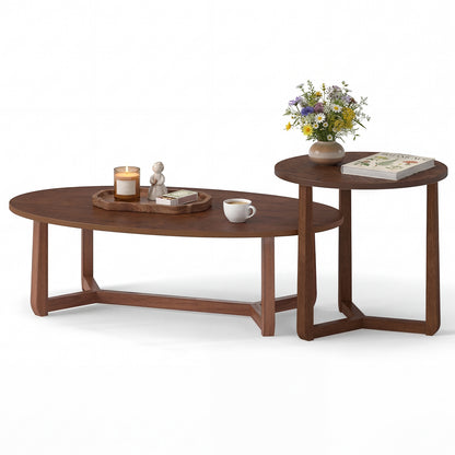 Nesting Coffee Table Set, Wood Veneer Top, Solid Rubber Wood Legs, Walnut Coffee Tables at Gallery Canada