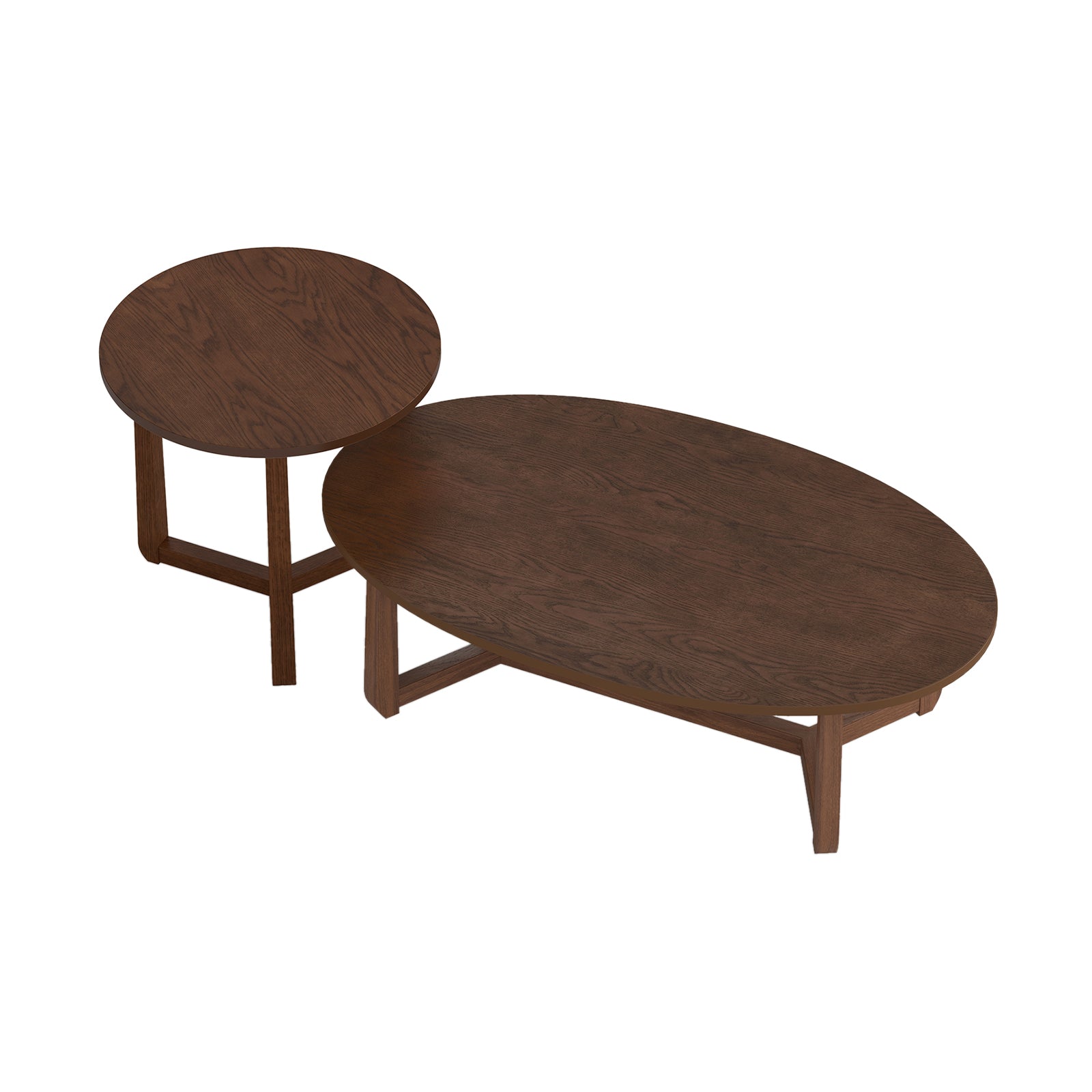Nesting Coffee Table Set, Wood Veneer Top, Solid Rubber Wood Legs, Walnut Coffee Tables at Gallery Canada