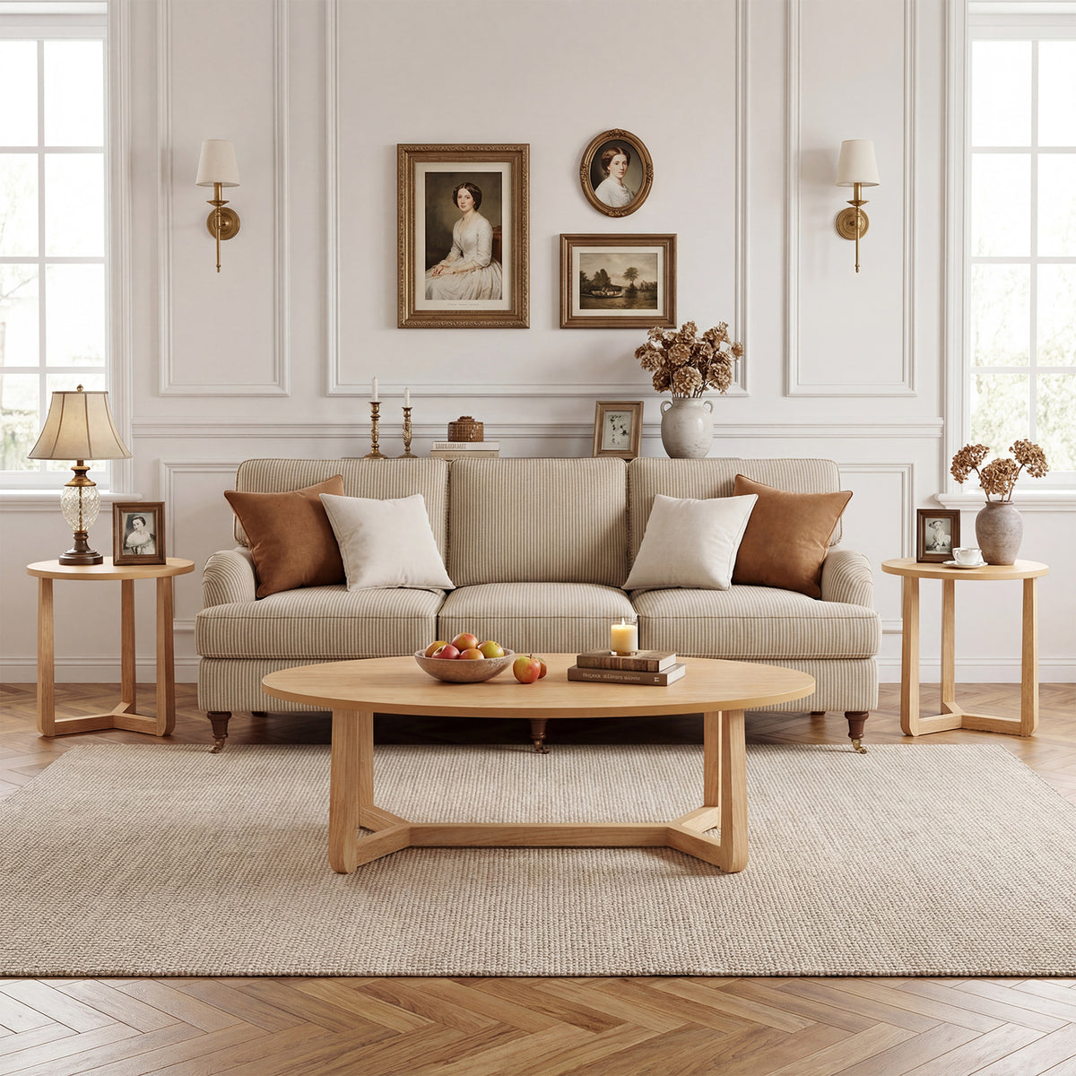 Nesting Coffee Table Set, Wood Veneer Top, Rubber Wood Legs, Natural Coffee Tables at Gallery Canada