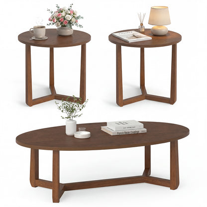 Nesting Coffee Table Set, Wood Veneer Top, Rubber Wood Legs, Walnut Coffee Tables at Gallery Canada
