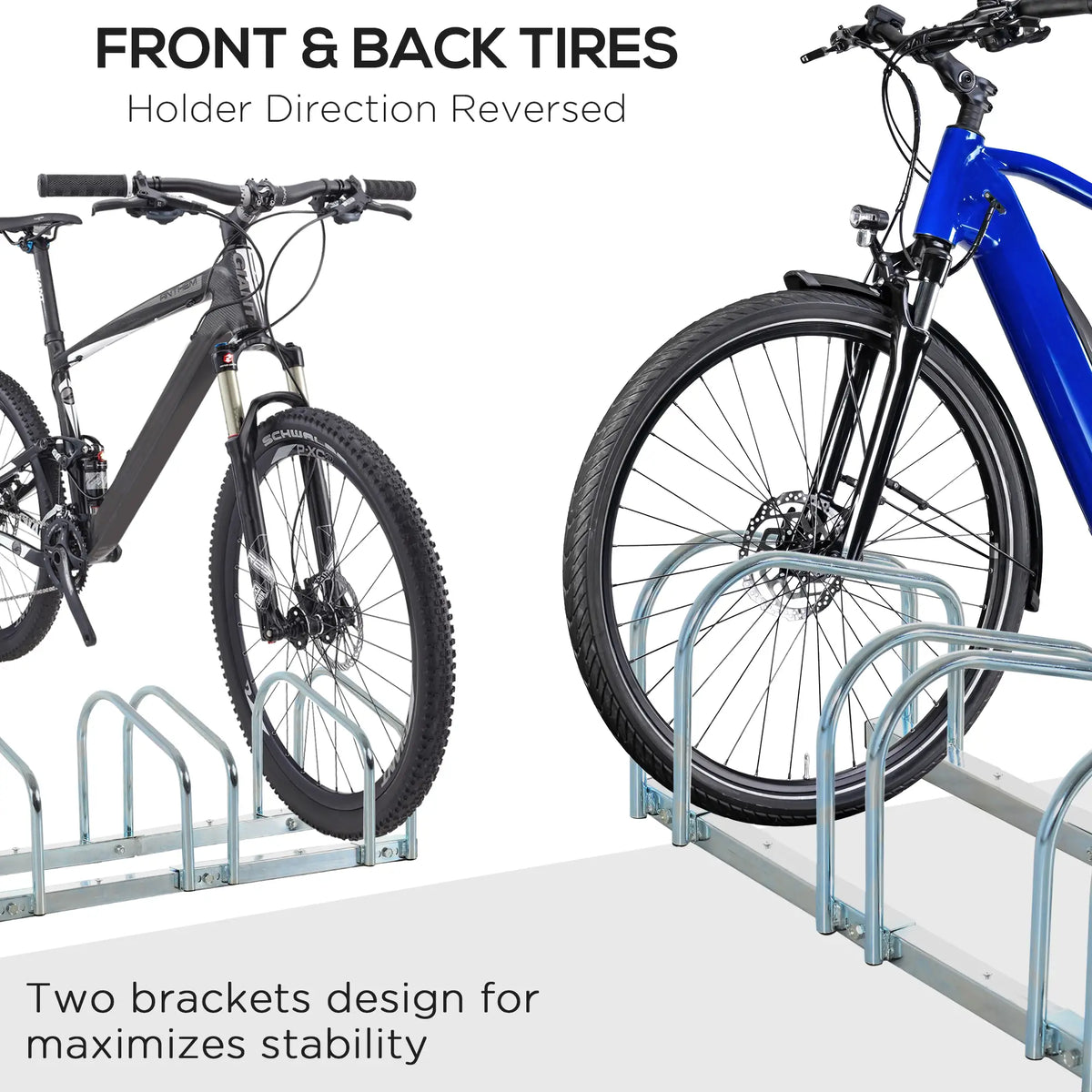 5-Bike Floor Parking Rack, Cycling Storage Stand, Silver Bike Parking Stands at Gallery Canada