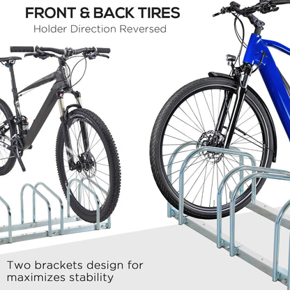 5-Bike Floor Parking Rack, Cycling Storage Stand, Silver Bike Parking Stands at Gallery Canada
