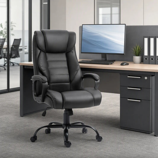 Massage Office Chair, High Back Executive, 6-Point Vibration, Adjustable Height, Black Massage Chairs Black at Gallery Canada