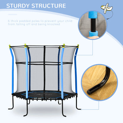 64 Inch Kids Trampoline with Enclosure Net, for Ages 3-10, Blue Trampolines at Gallery Canada