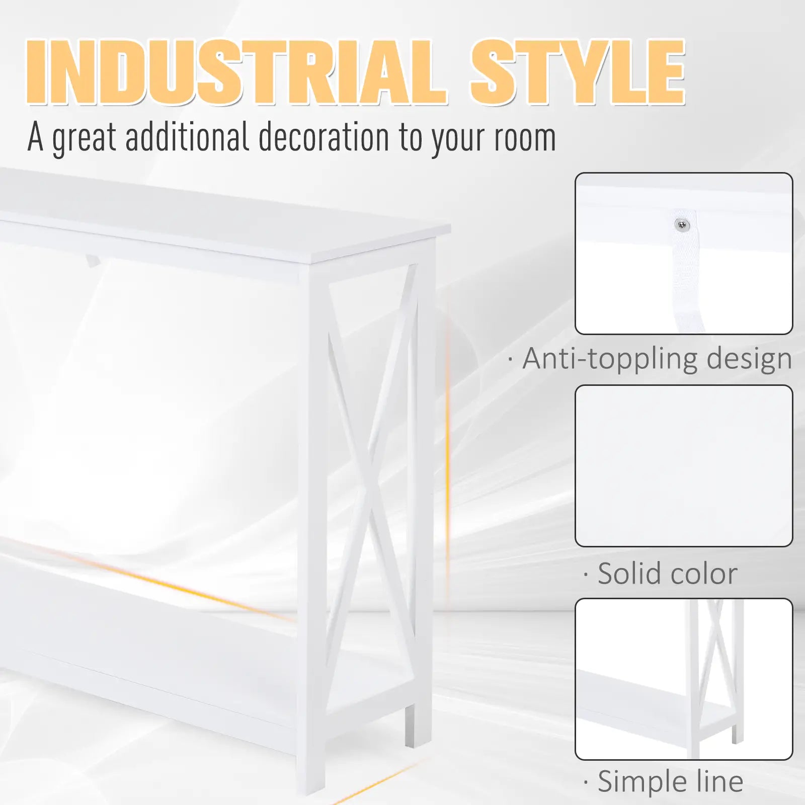 2 Tier X-Design Console Table, Storage Shelf, 24.8 Inch, White Console Tables at Gallery Canada