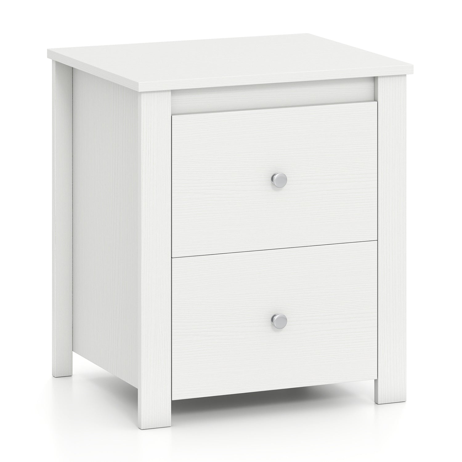 Nightstand With 2 Drawers, Small Storage, White Nightstands White at Gallery Canada