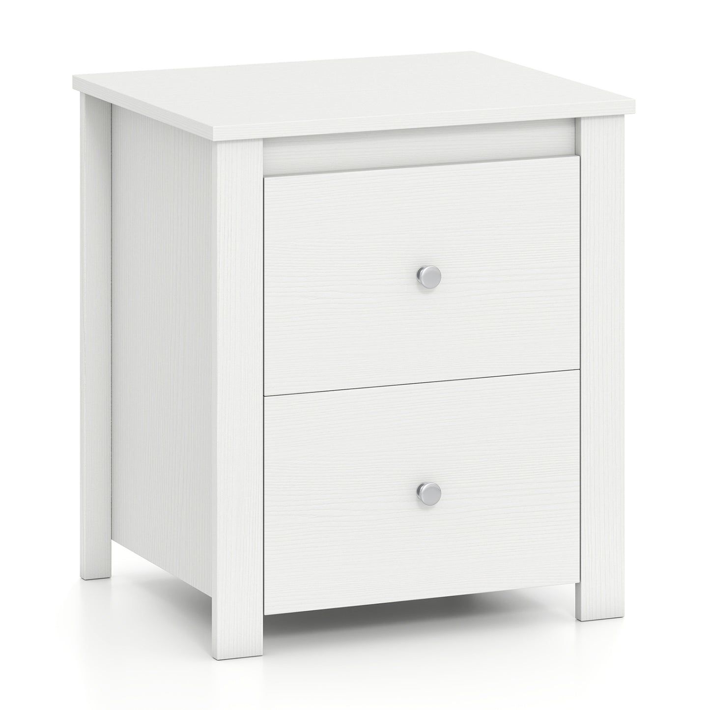 Nightstand With 2 Drawers, Small Storage, White Nightstands White at Gallery Canada