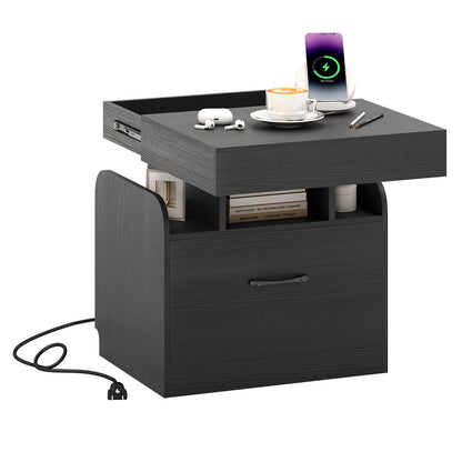 Modern Nightstand With Charging Station, Black Nightstands at Gallery Canada
