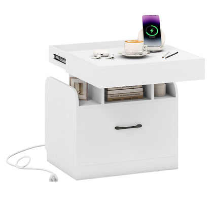 Modern Nightstand With Charging Station, White Nightstands at Gallery Canada