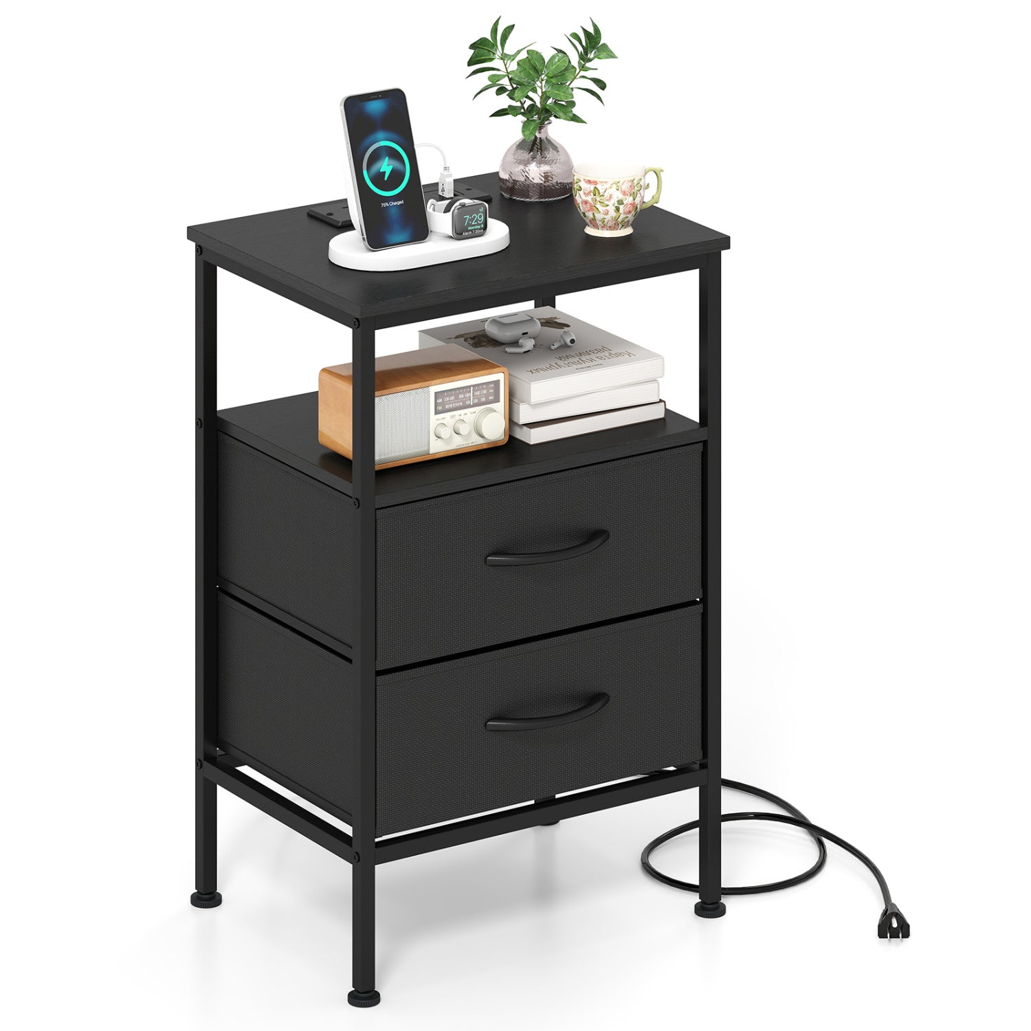 Nightstand With Charging Station, 24.5