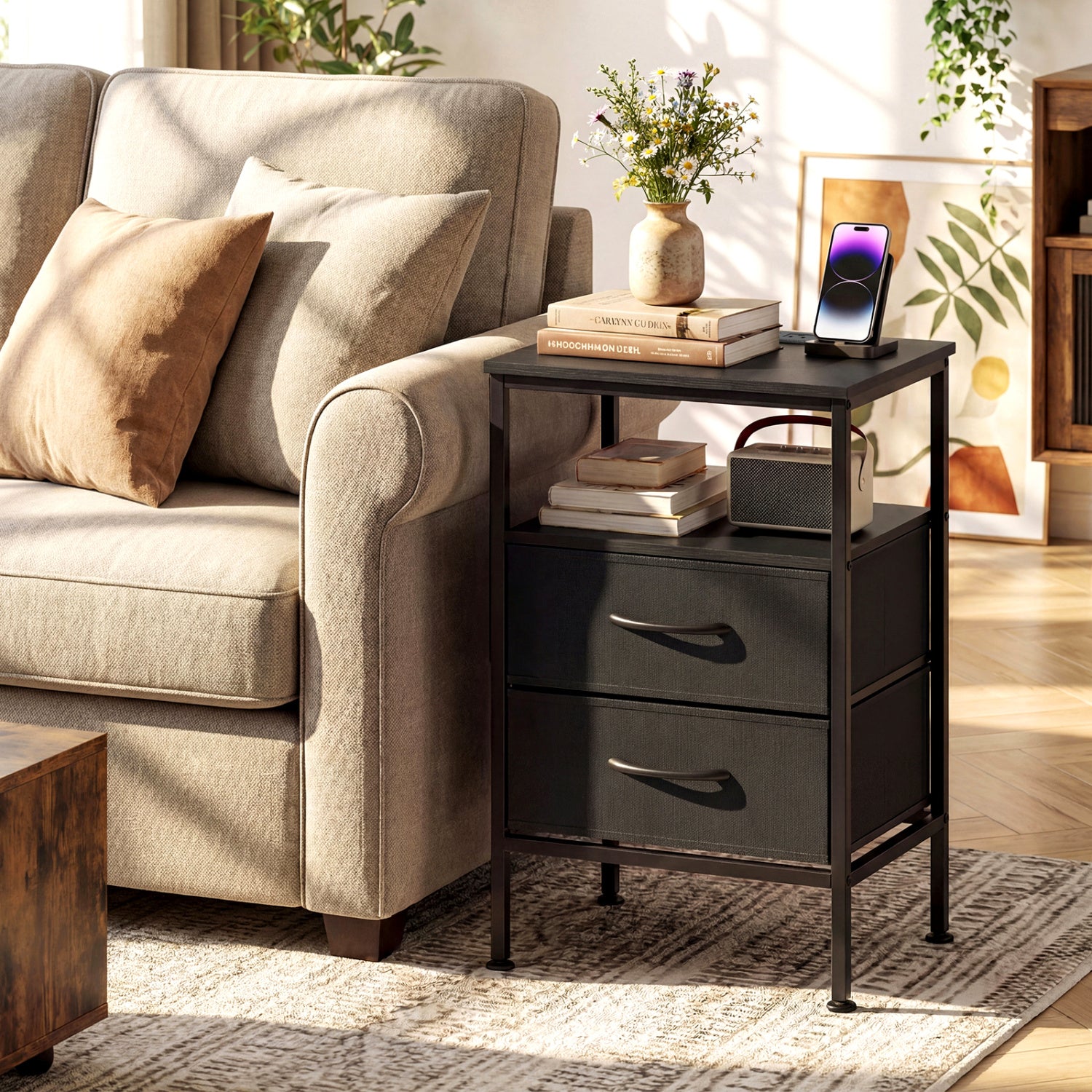 Nightstand With Charging Station, 24.5