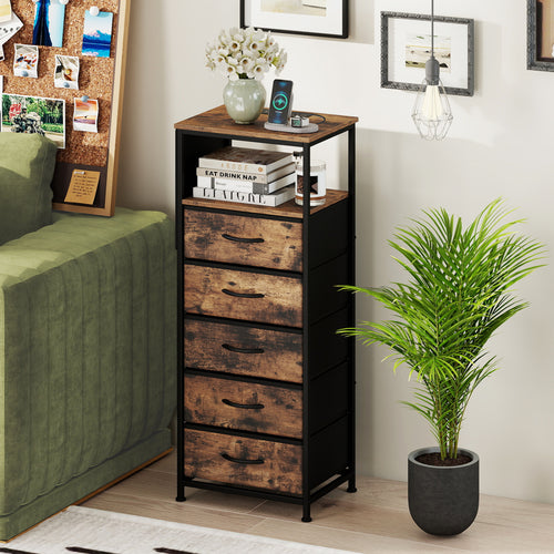 Nightstand With Charging Station, 39 Inches, Brown