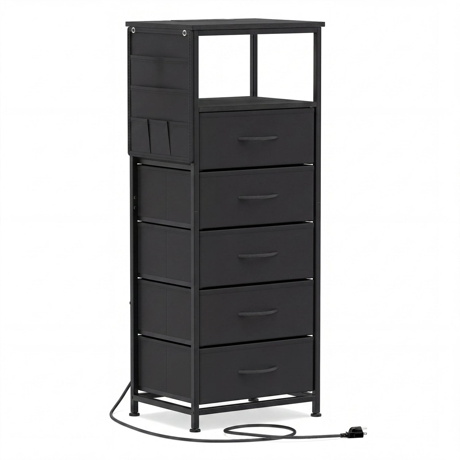 Nightstand With Charging Station, 39 Inches, Black Nightstands Black at Gallery Canada