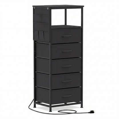 Nightstand With Charging Station, 39 Inches, Black Nightstands at Gallery Canada