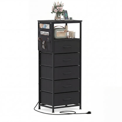 Nightstand With Charging Station, 39 Inches, Black Nightstands at Gallery Canada