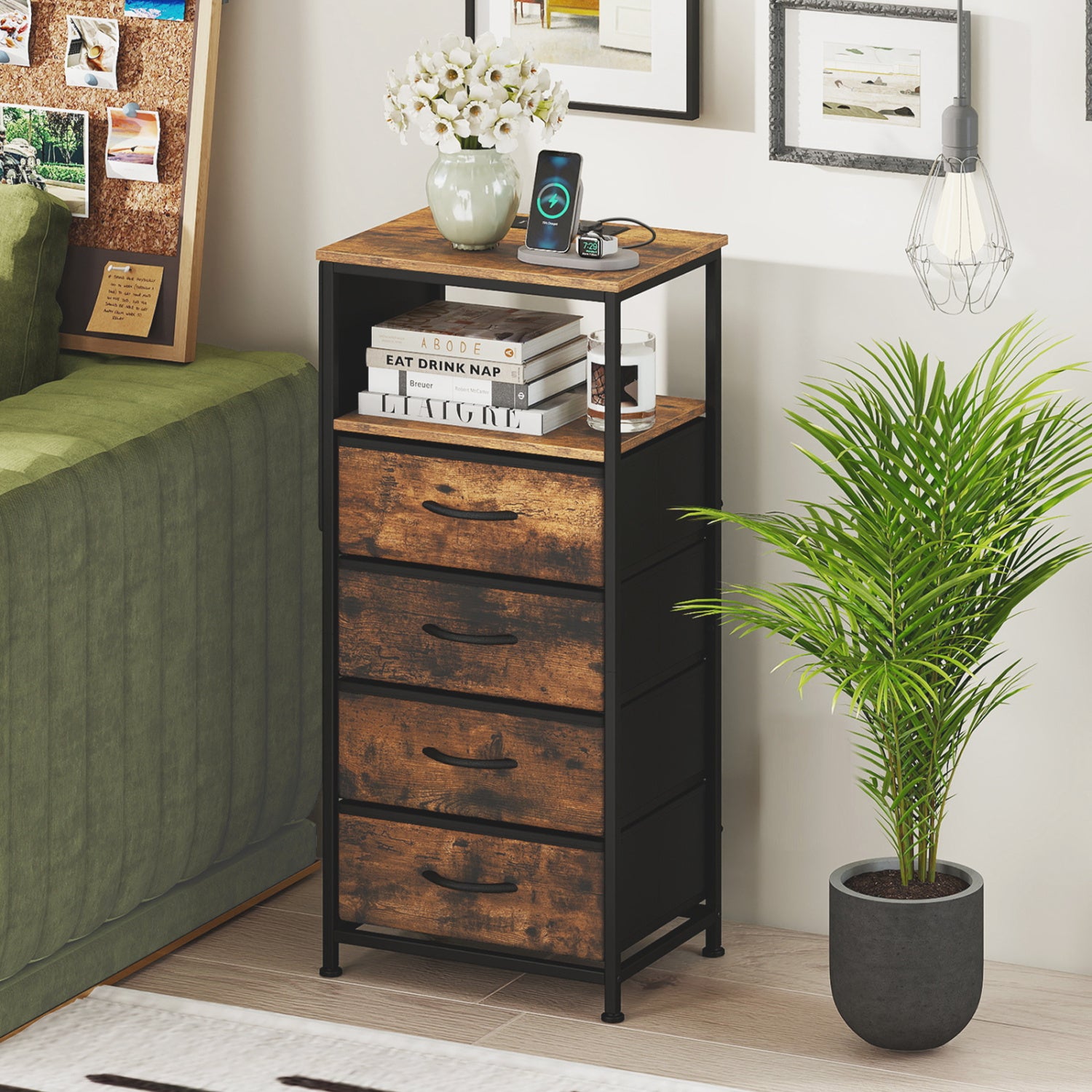 Nightstand with Charging Station, 34