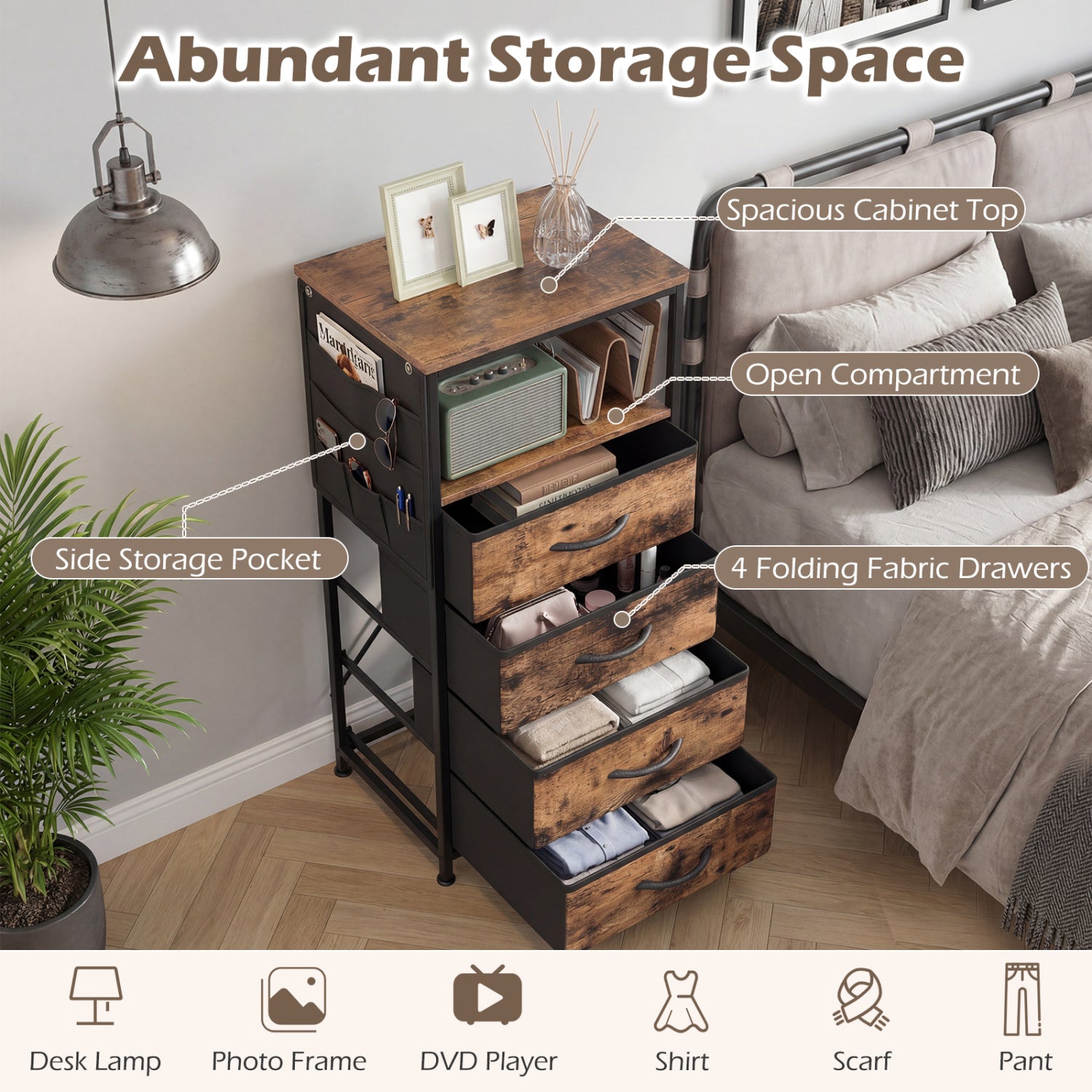 Nightstand with Charging Station, 34